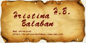 Hristina Balaban vizit kartica